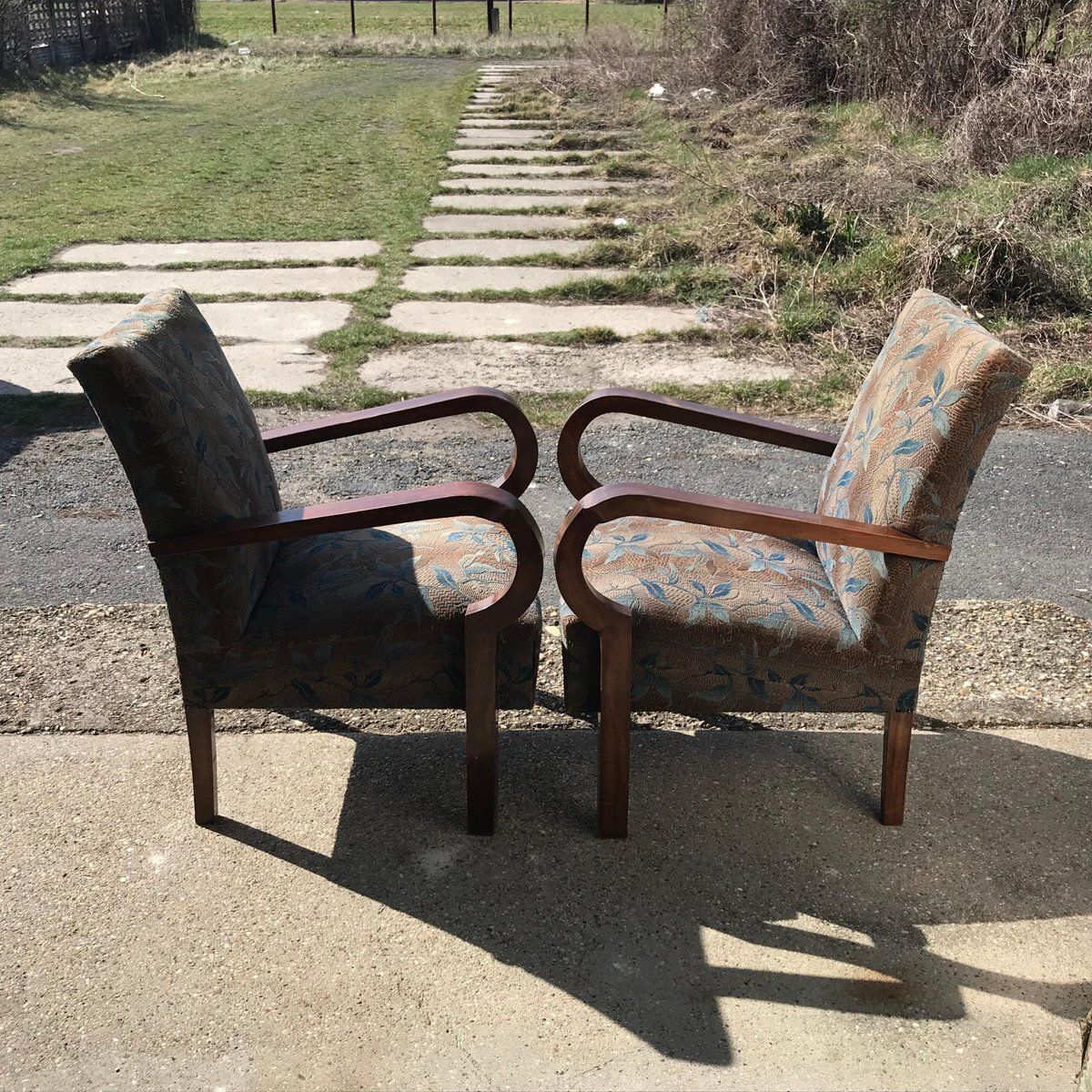 Set Of Art Deco Hungarian Walnut Armchairs, 1930s photo for sale