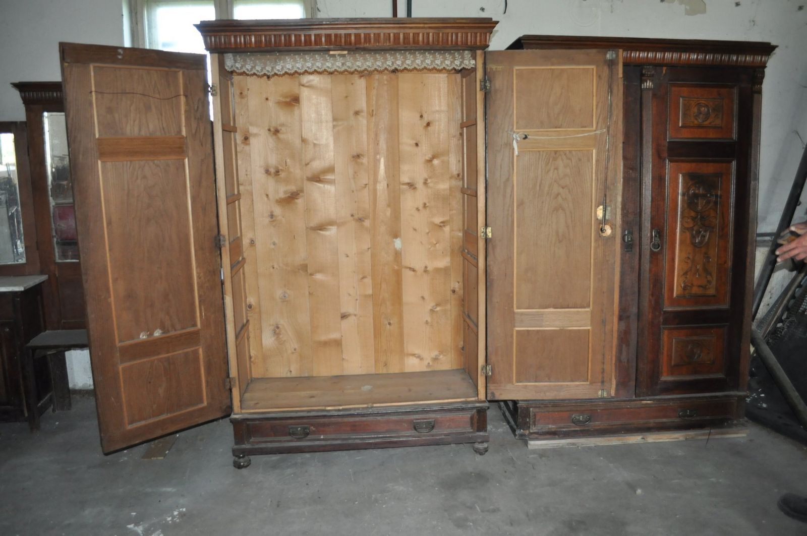 Antique Hungarian Wooden Wardrobe, 1880s photo for sale