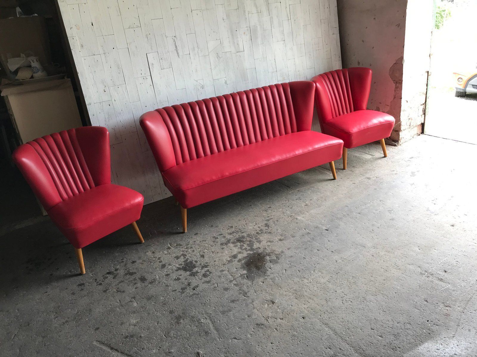 Mid Century Hungarian Vinyl Living Room Set, 1960s, Set Of 3 photo buy