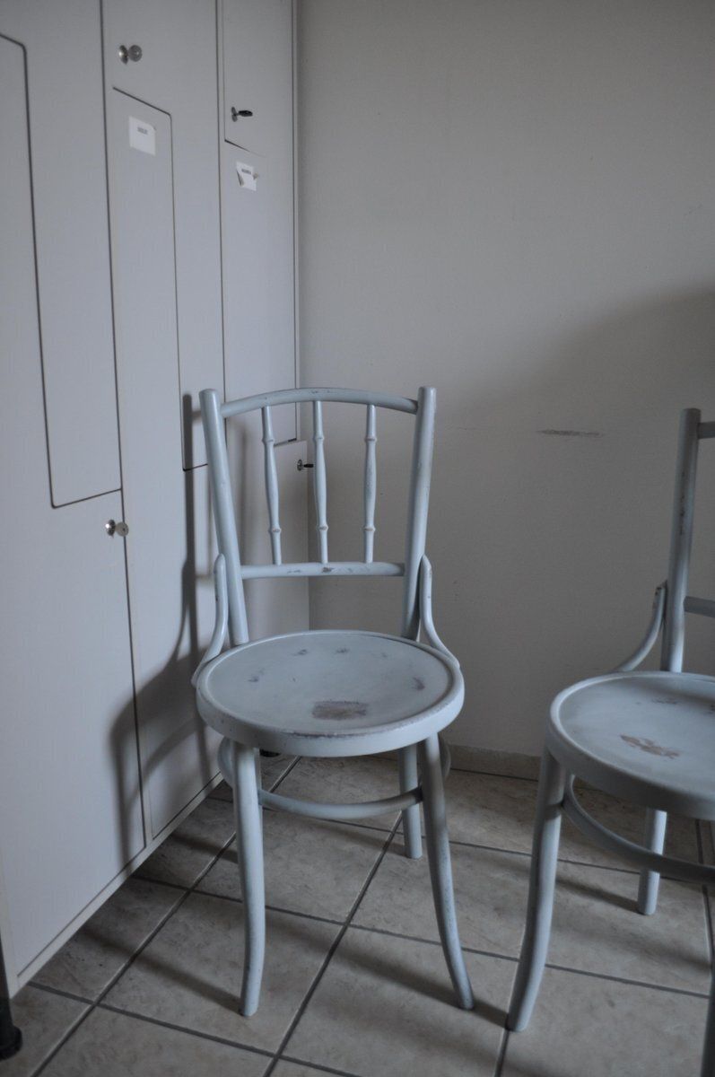 Set Of Grey Bistro Chairs From Lichtig, 1900s photo for sale