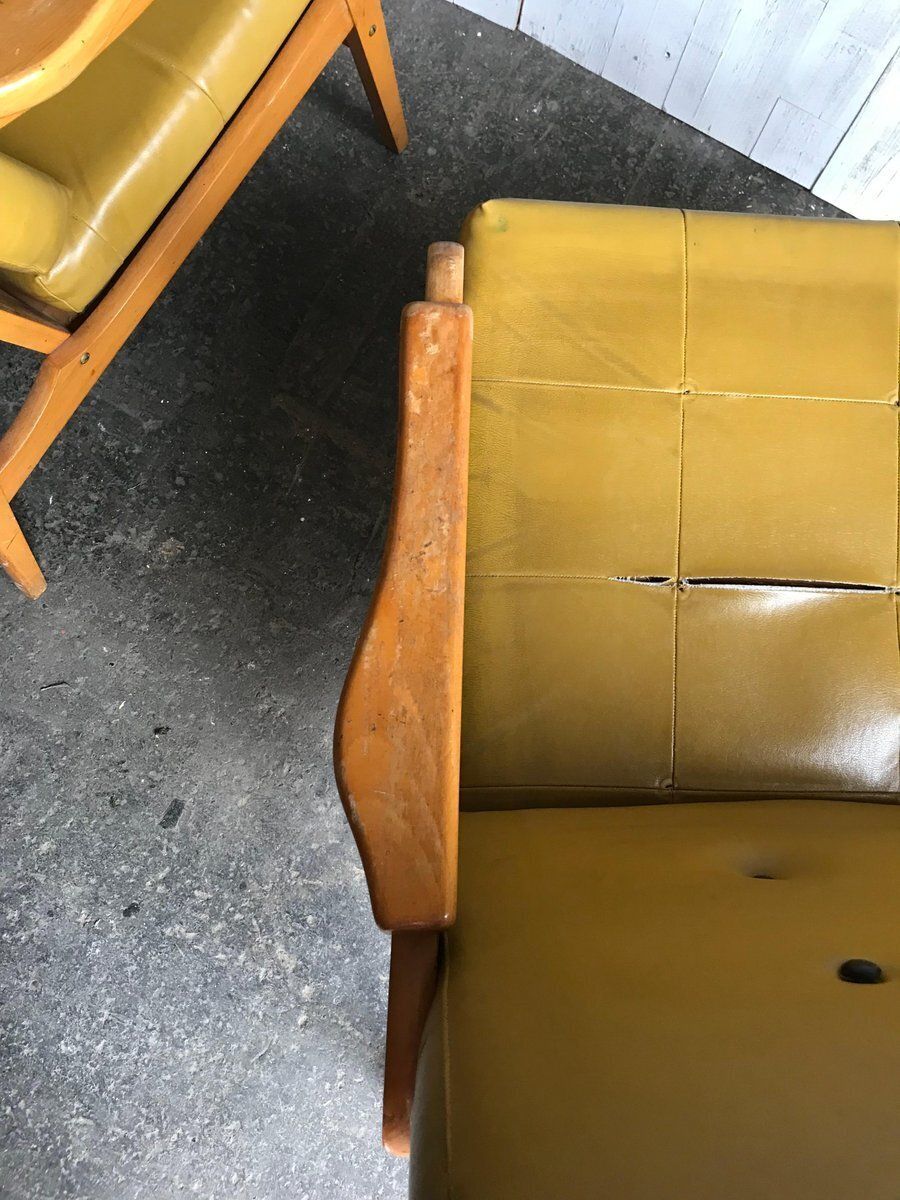 Set Of Mid Century Wooden Lounge Chairs, 1960s photo buy