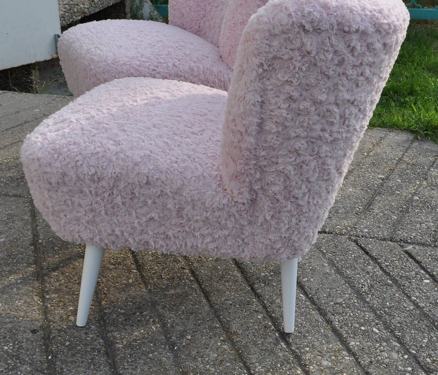 Mid Century Pink Faux Fur Lounge Chair, 1960s photo Furniture