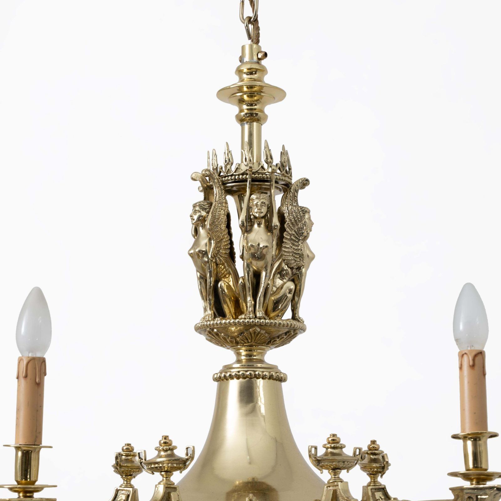 Empire Style Gilt Bronze Chandelier With Winged Figures – Italy, Early 19th photo buy