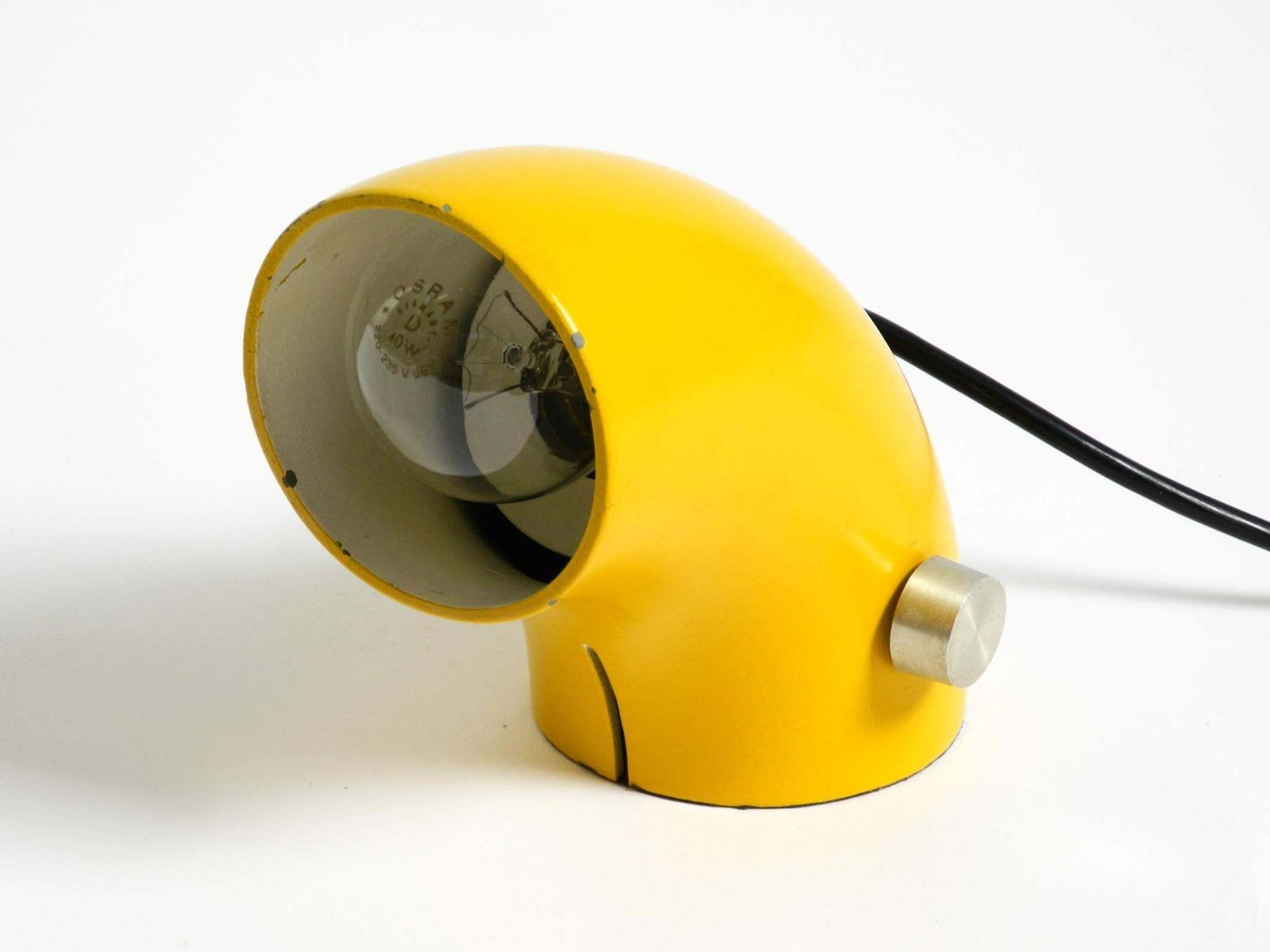 Very Rare Original Space Age 60s Yellow Table Lamp Made Of Iron By Temde photo vinterior