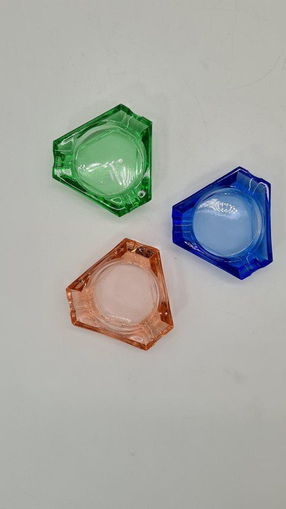 Vintage Glass Ashtrays From Royal Dux Bohemia, 1960s, Set Of 3 photo furniture