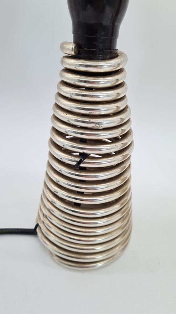 Vintage Table Lamps Aluminium Springs & Large Bulbs, Czechoslovakia, 1970s, Set Of 2 photo Lighting