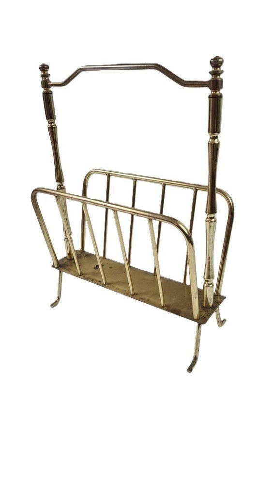 Newspaper Stand In Brass Plated Metal, 1970s