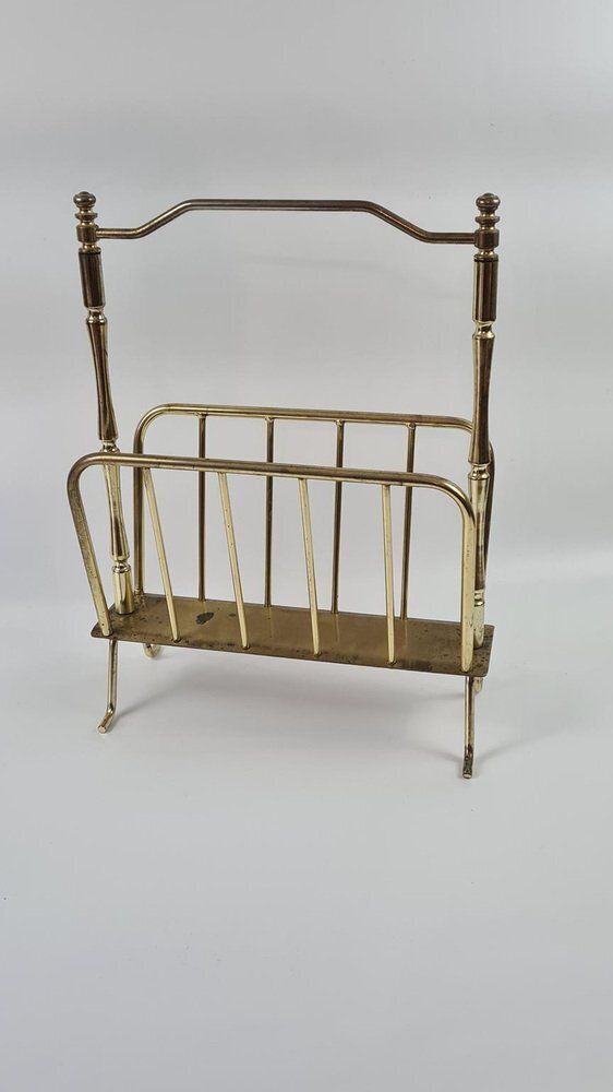 Newspaper Stand In Brass Plated Metal, 1970s photo Home Decor