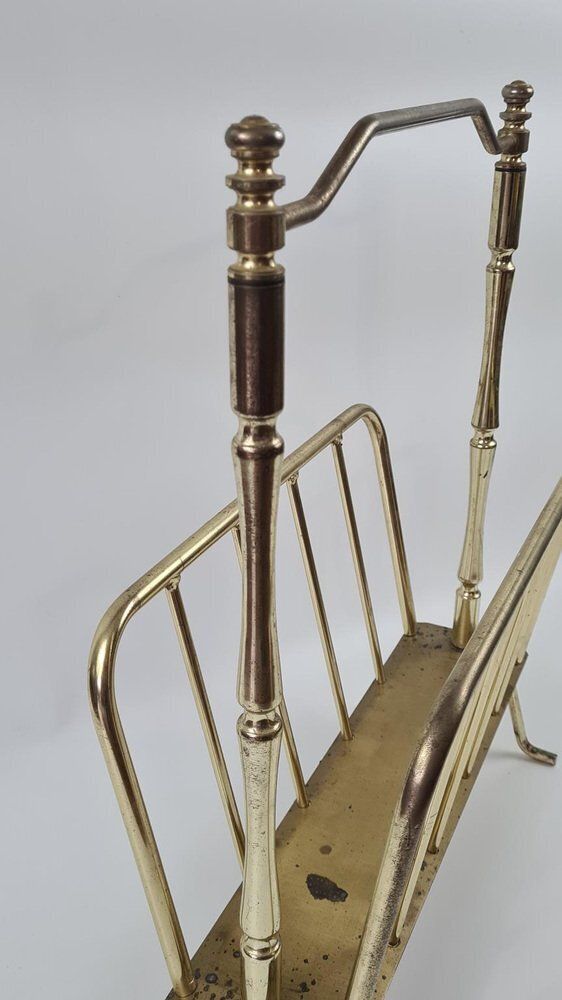 Newspaper Stand In Brass Plated Metal, 1970s photo buy