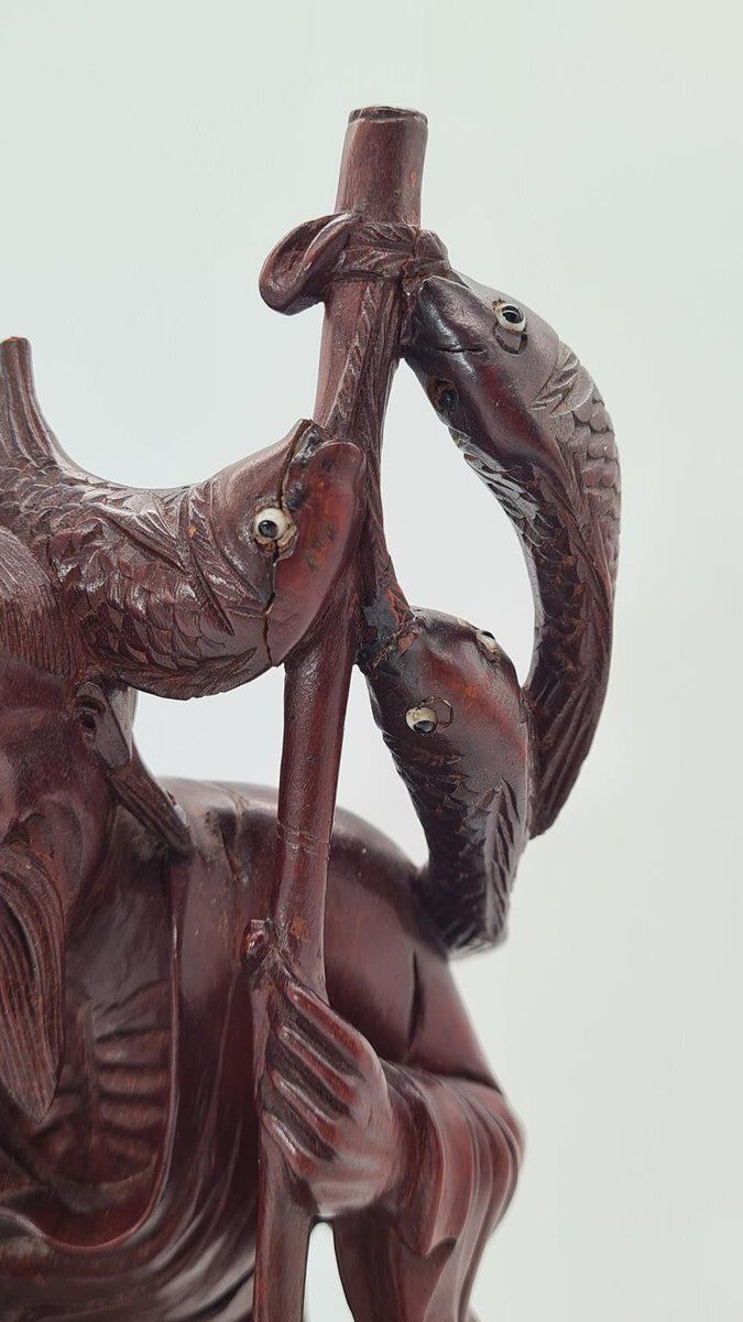 photo furniture Chinese Figurine Of A Fisherman Or Sage In Boxwood, Early 20th Century