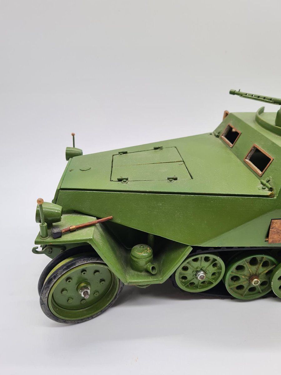 Model Sd.Kfz. 251 Carrier In Green Plywood And Metal, 1970s photo for sale