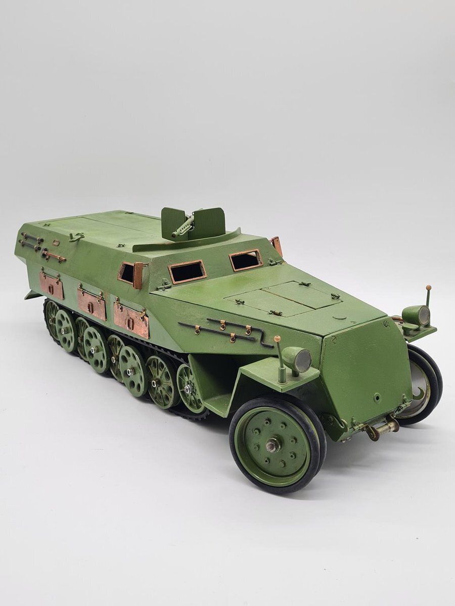 Model Sd.Kfz. 251 Carrier In Green Plywood And Metal, 1970s photo buy