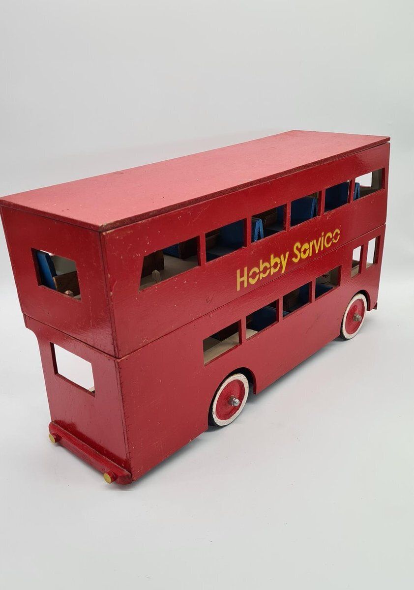 Large Vintage Wooden London Bus, 1970s photo buy