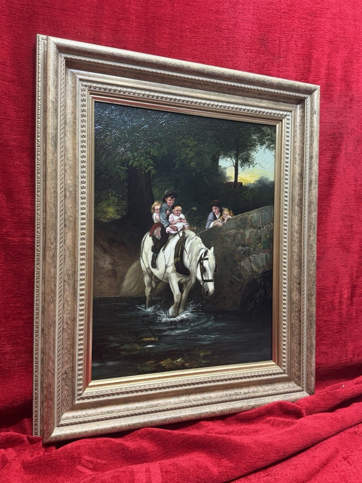photo vintage British School Oil Painting After Frederick Morgan (1847 1927) Titled ‘Steady’