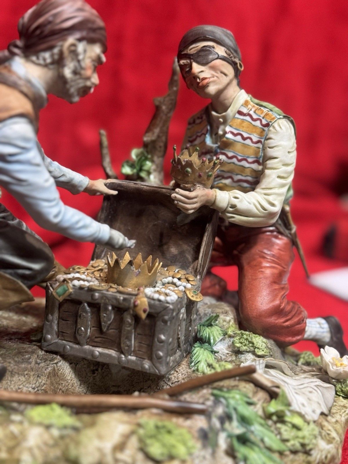 photo buy Large Italian Capodimonte Porcelain Figurine 'The Pirates Hidden Treasure'signed