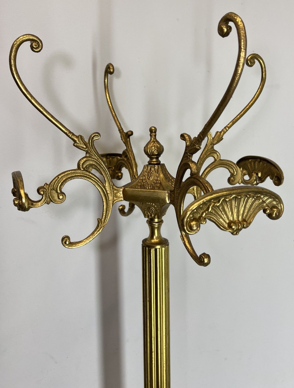 Coat Stand Vintage French Style Brass Floor Coat Rack Lot 4742 photo vintage