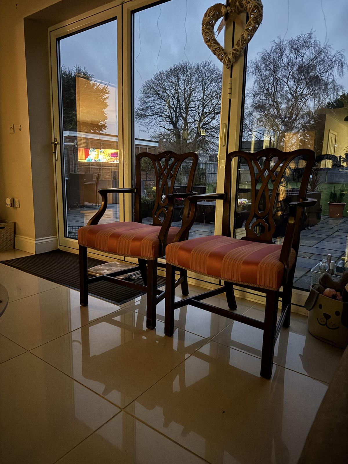 Pair Of Antique Style Chippendale Dining Chairs photo furniture