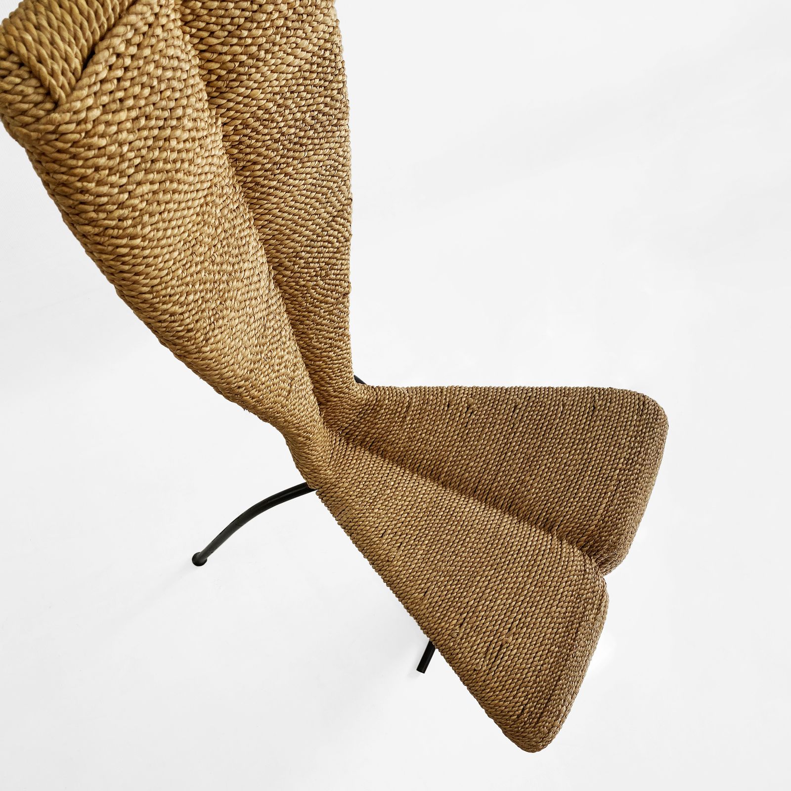 photo for sale 2 X Hourglass Rope Dining Chairs Tom Dixon Style Metal Frame Uk 1980s Postmodern