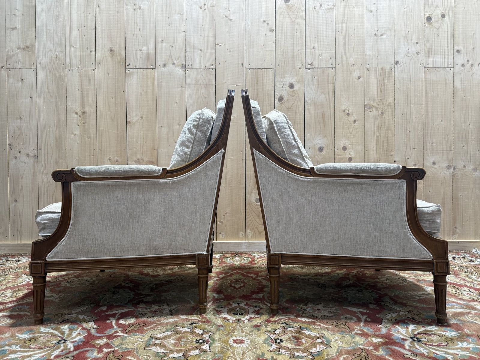 Paire De Fauteuil / Bergères De Style Louis XVI Beige photo buy