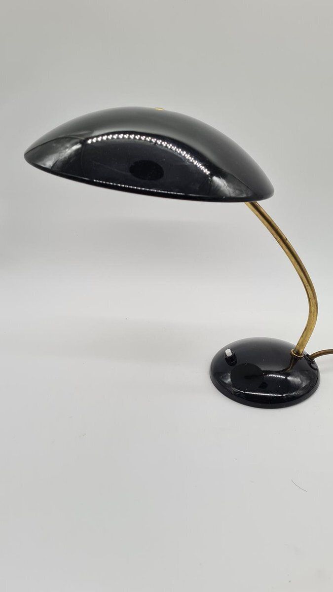 Model 6781 Table Lamp In Black Metal And Brass Attributed To C. Dell For Kaiser Idell, Germany, 1950s photo Lighting