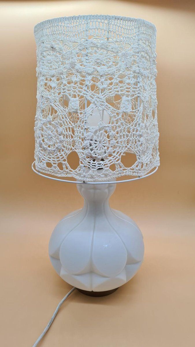 Table Lamp In Ivory White Glass From Peill & Putzler, Germany, 1960s photo furniture