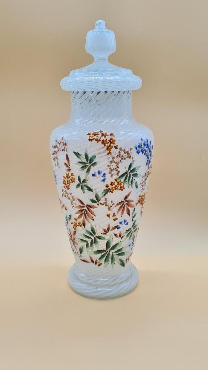 White Murano Glass Vase, Reticello,, Italy, 1960s.