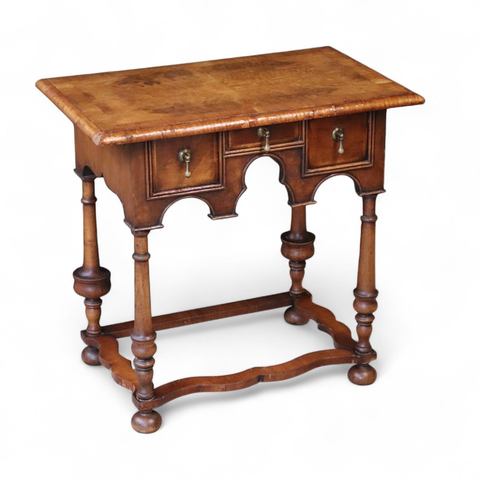photo buy Early 20th Century An​Tique Burr Walnut William & Mary Style Lowboy Hall Table