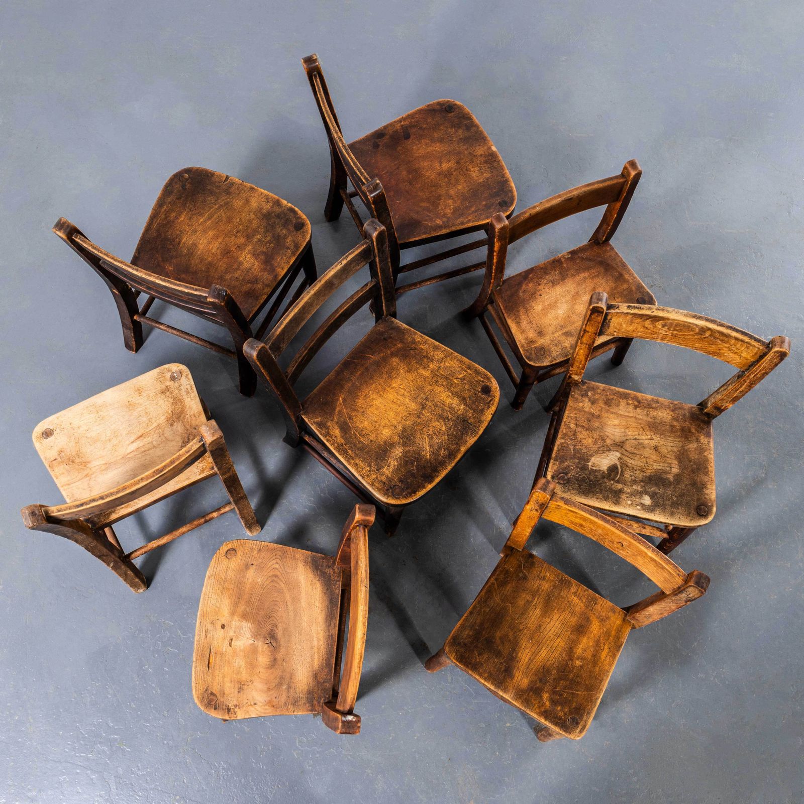 1940's Harlequin English Solid Children's Chapel Chairs   Set Of Six photo furniture