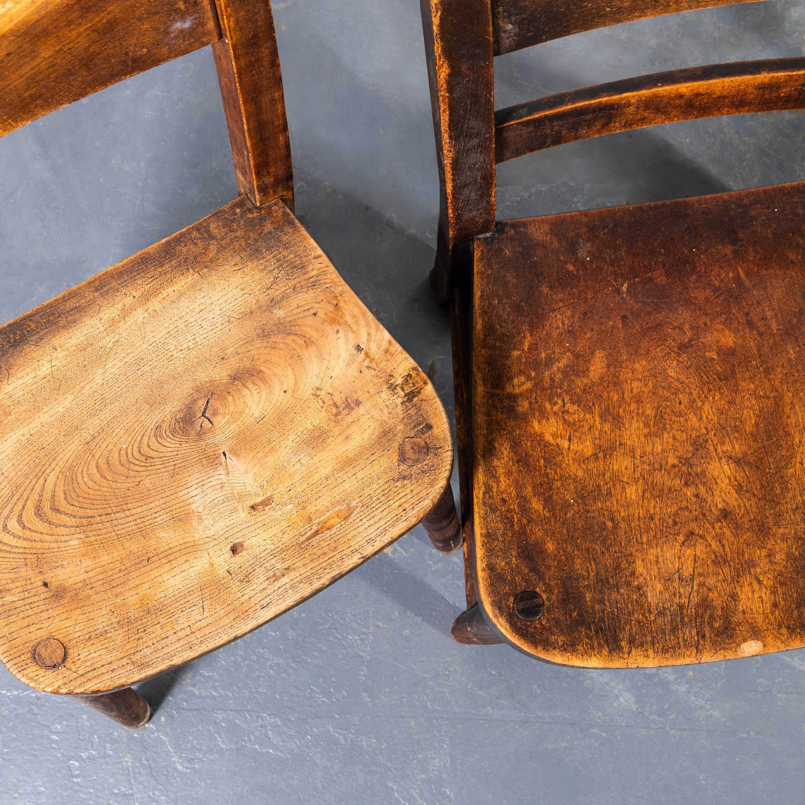 photo for sale 1940's Harlequin English Solid Children's Chapel Chairs   Set Of Six