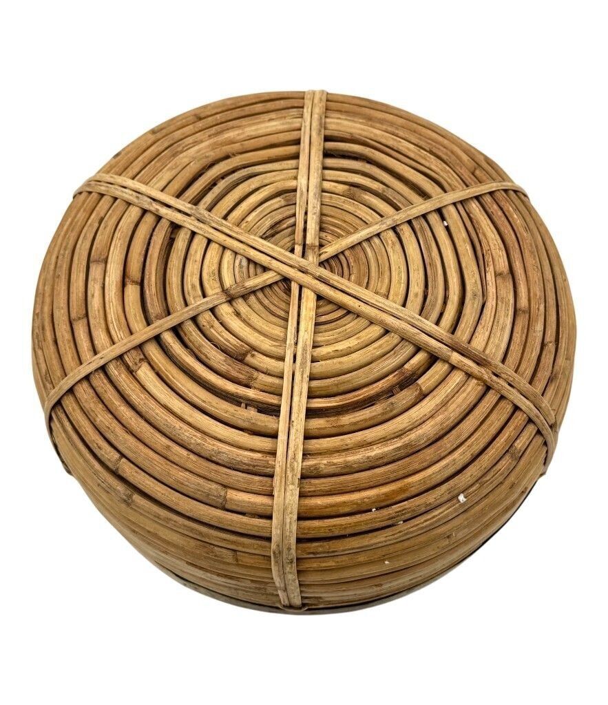 An Italian 1970s Bamboo And Brass Circular Bowl photo for sale