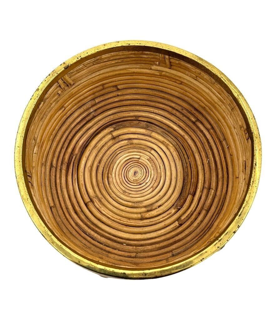 An Italian 1970s Bamboo And Brass Circular Bowl photo 295.0