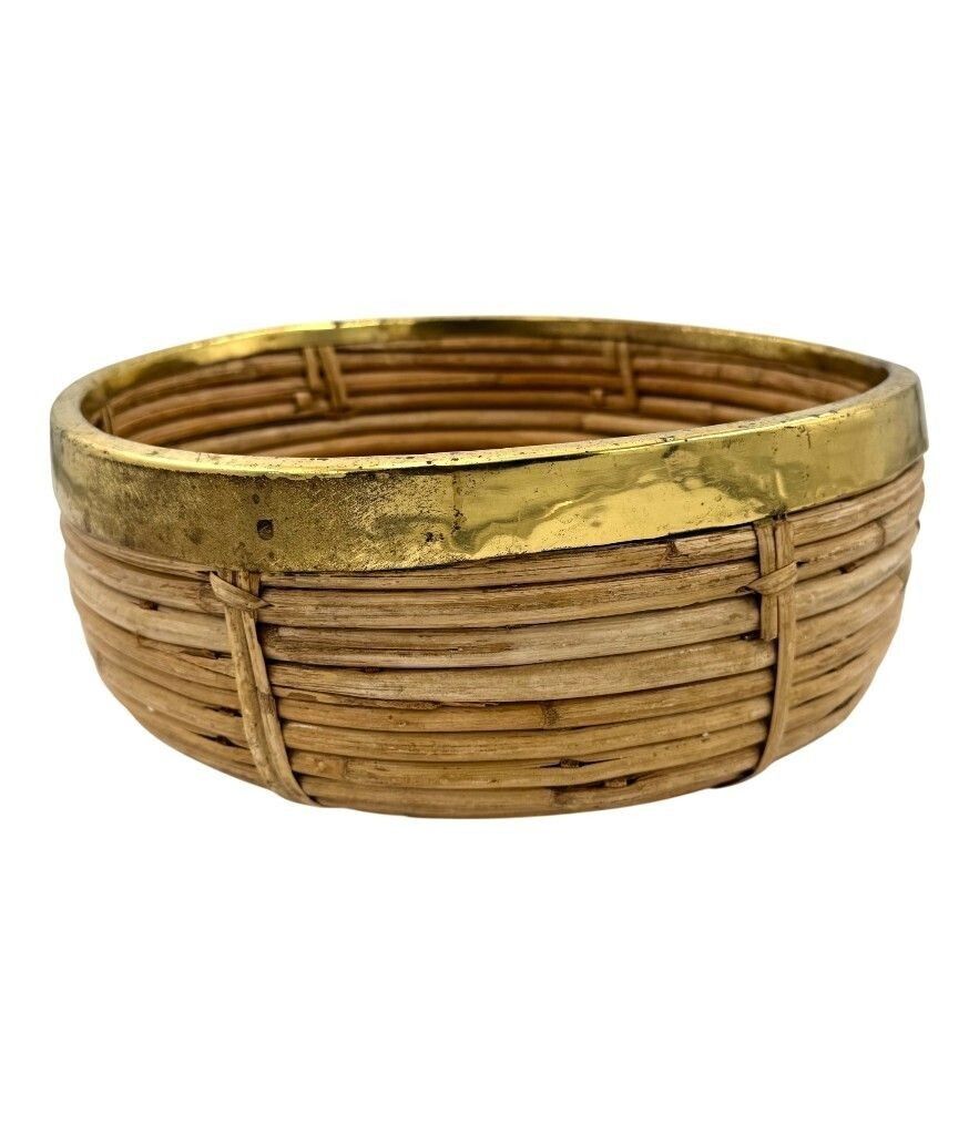 An Italian 1970s Bamboo And Brass Circular Bowl photo vinterior