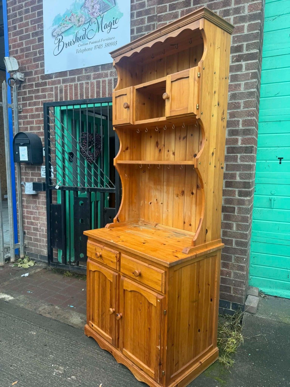 Vintage Small Tall Pine Welsh Dresser Plate Rack Storage Ready For Upcycling photo furniture