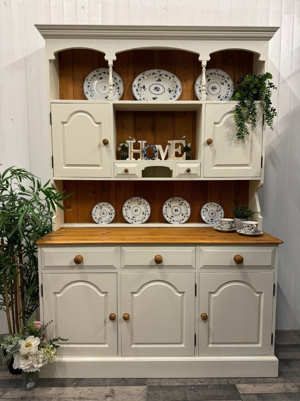 photo for sale Vintage Extra Large Welsh Dresser Storage Glass Display Ready For Upcycling