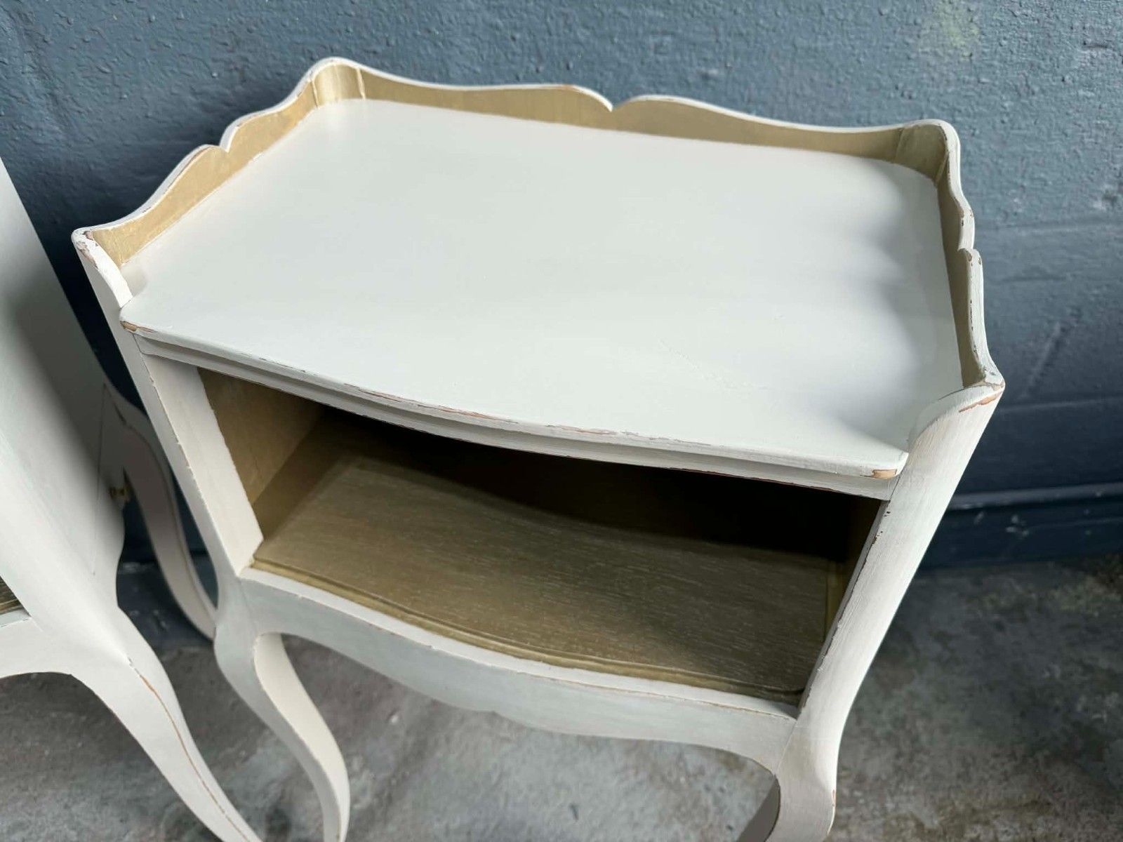 Antique French Pair Of Night Stands/Bedside Tables Upcycled  In A Cream/Beige photo buy