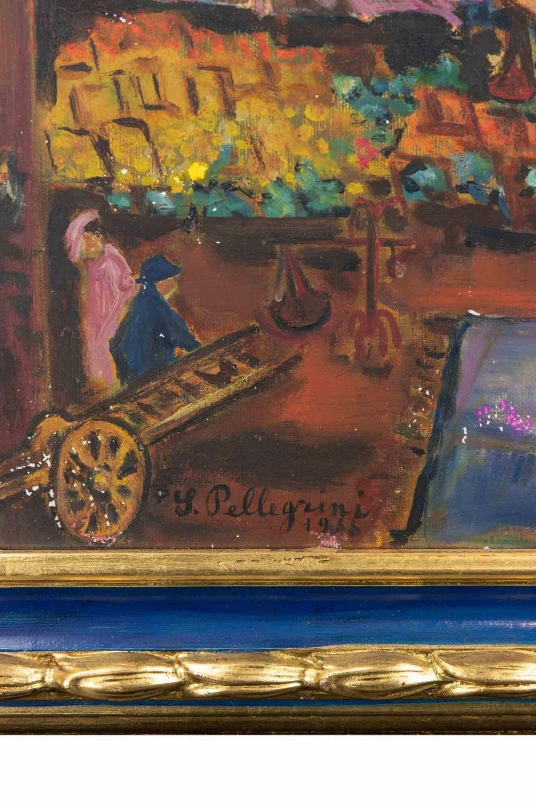 Sirio Pellegrini The Market   Oil Paint By Sirio Pellegrini   1966 photo furniture