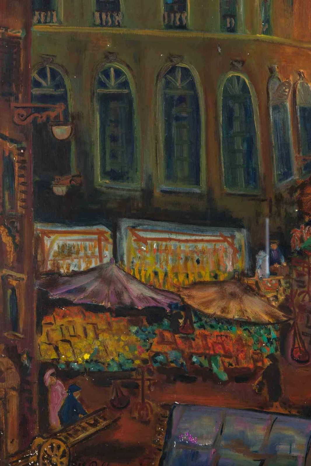 Sirio Pellegrini The Market   Oil Paint By Sirio Pellegrini   1966 photo for sale