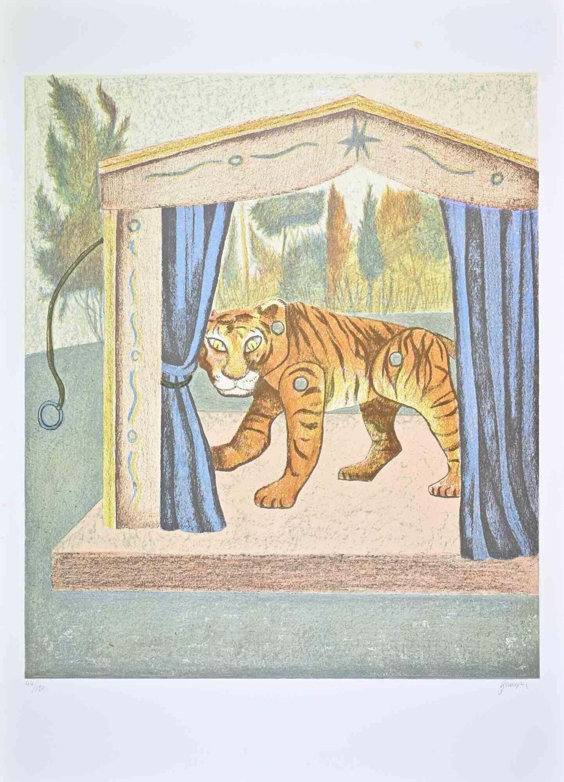 Enrico Benaglia The Tiger   Lithograph By Enrico Benaglia   1990s 1990s