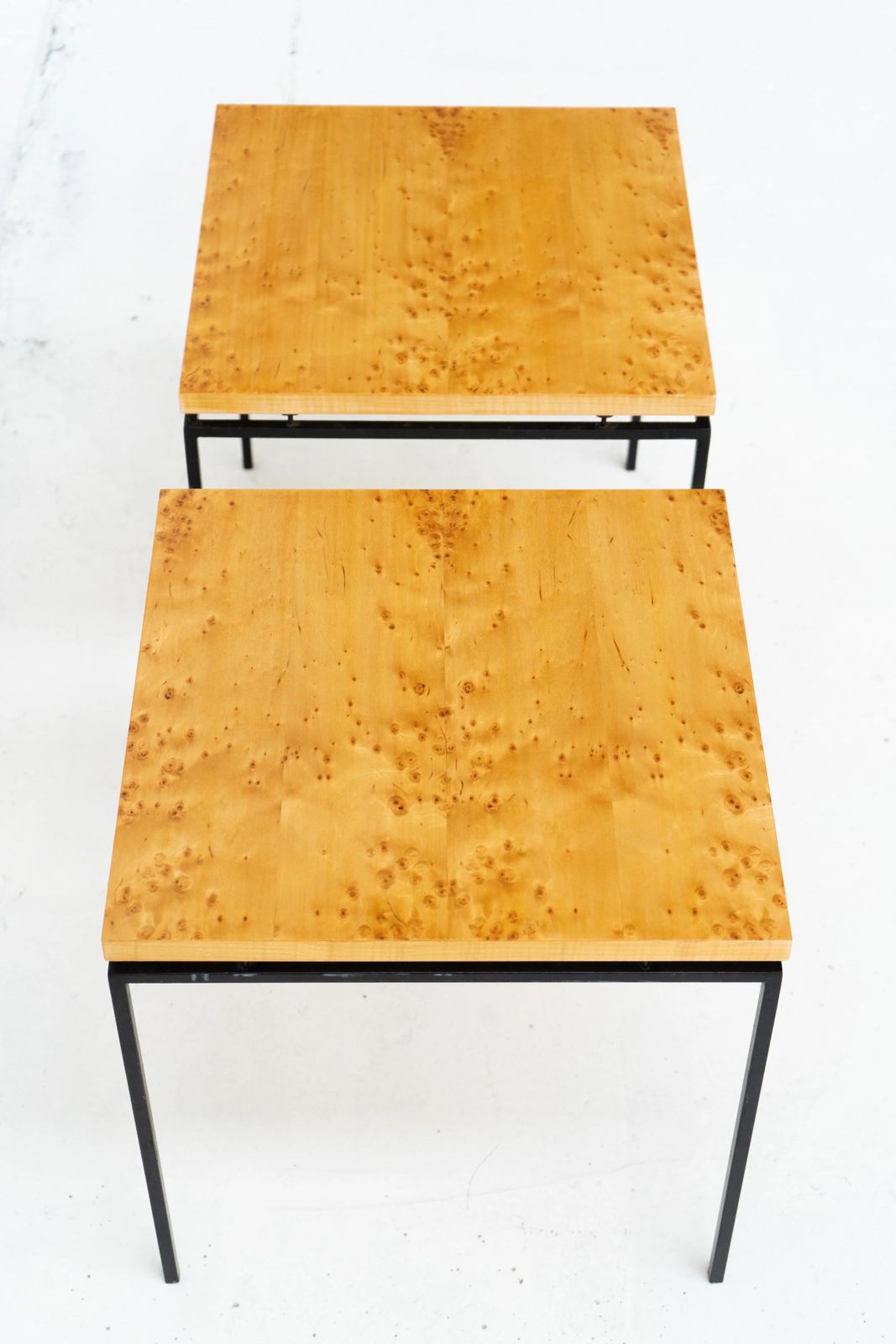 A Pair Of Karelian Birch And Steel Side Tables photo furniture