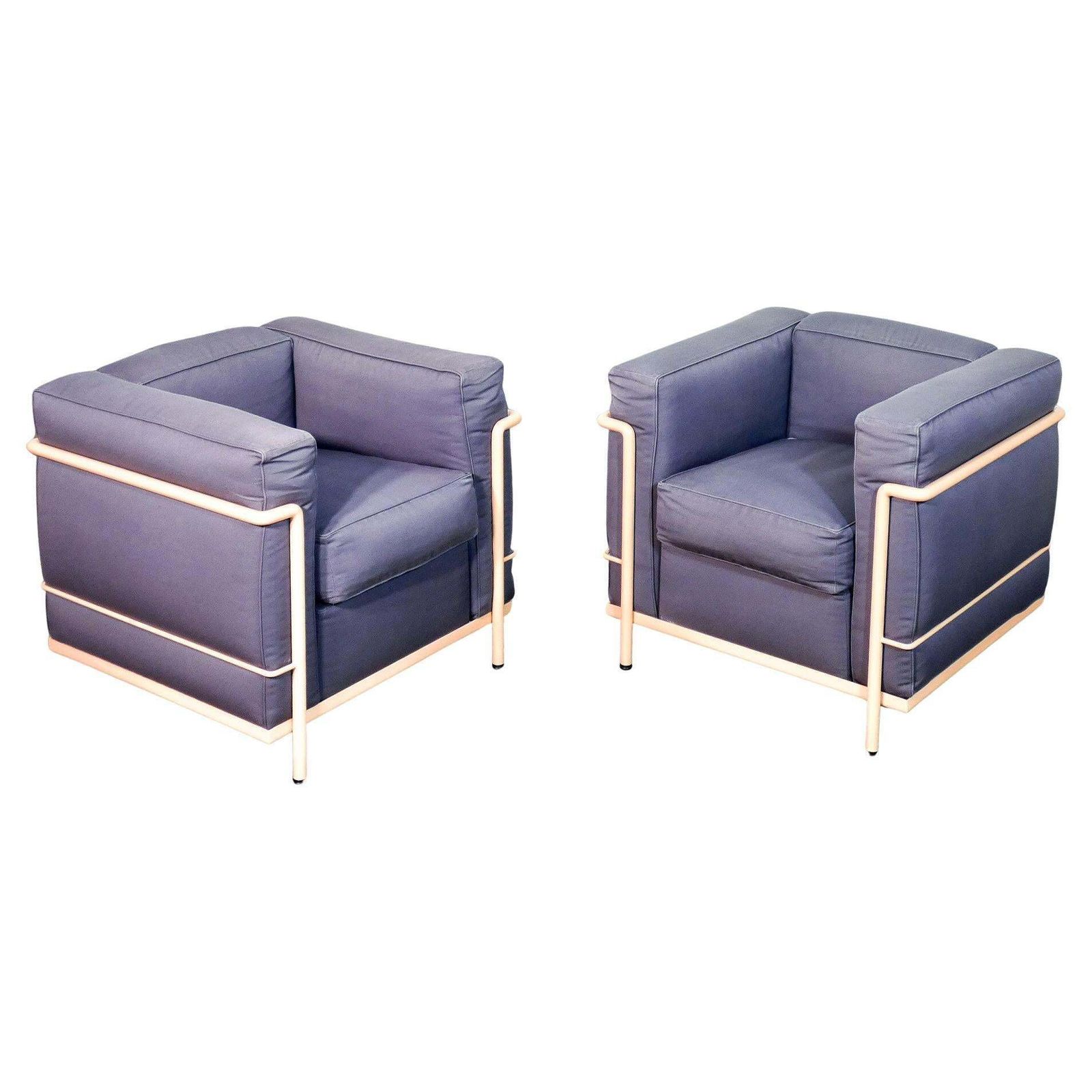 Pair Of Lc2 Armchairs Designed By Le Corbusier, Jeanneret, Perriand For Cassina
