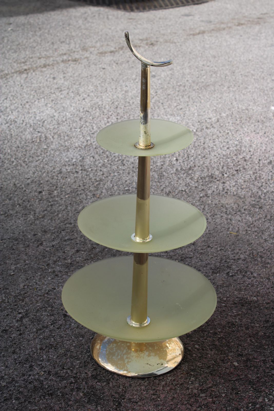 Circular Glass And Metal Cake Stand, Italy, 1960s, Fontana Arte Style photo furniture