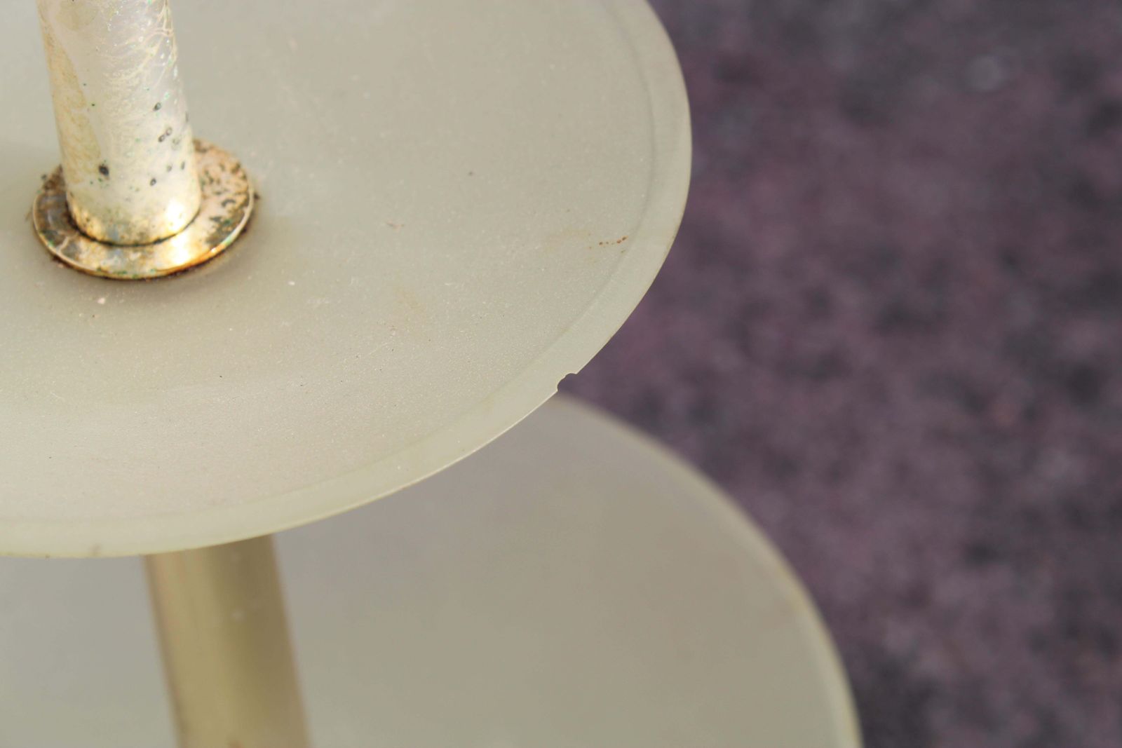 photo furniture Circular Glass And Metal Cake Stand, Italy, 1960s, Fontana Arte Style
