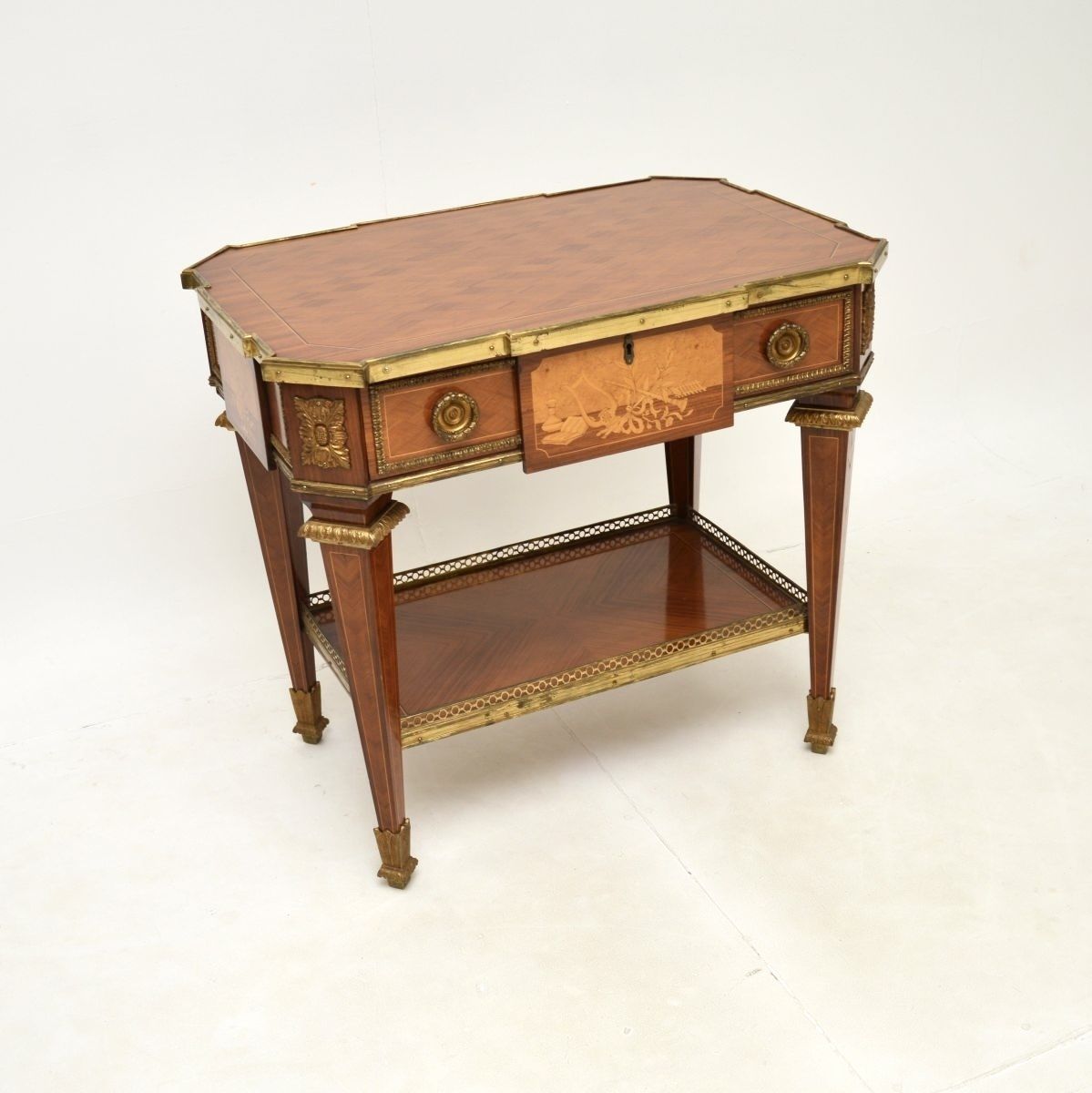 Antique French Inlaid Marquetry Occasional Table