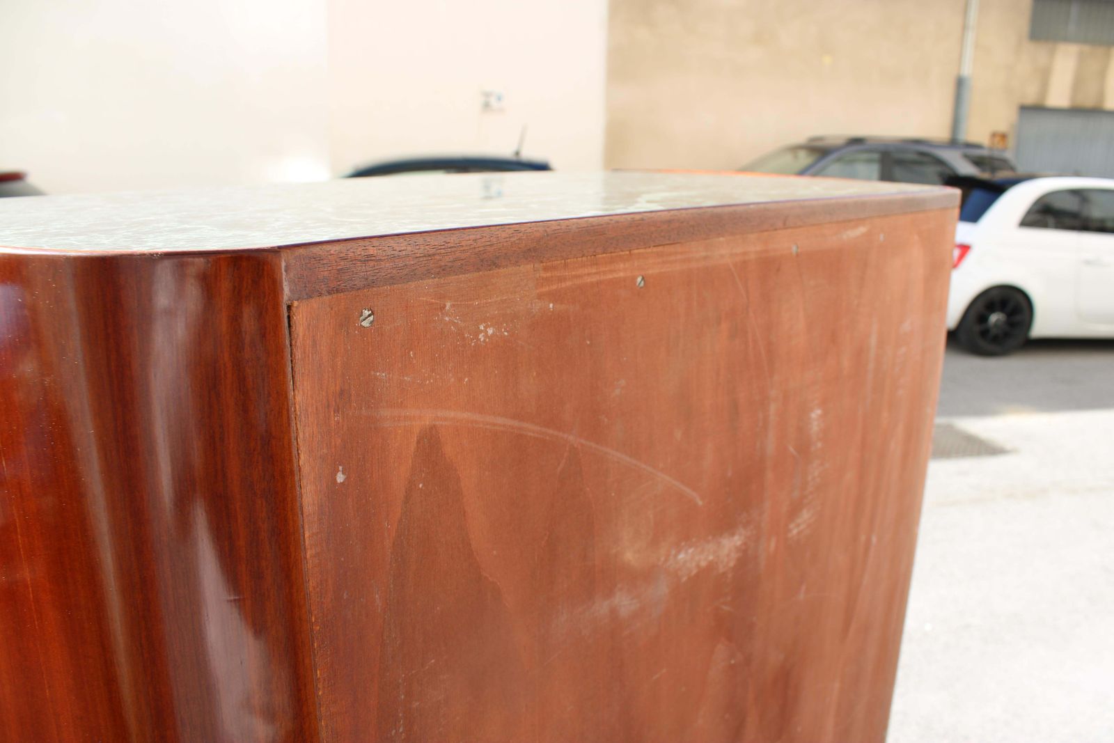 8006.0 Curved Wooden Chest Of Drawers With Green Marble Of The Alps Ducrot Paolo Buffa photo
