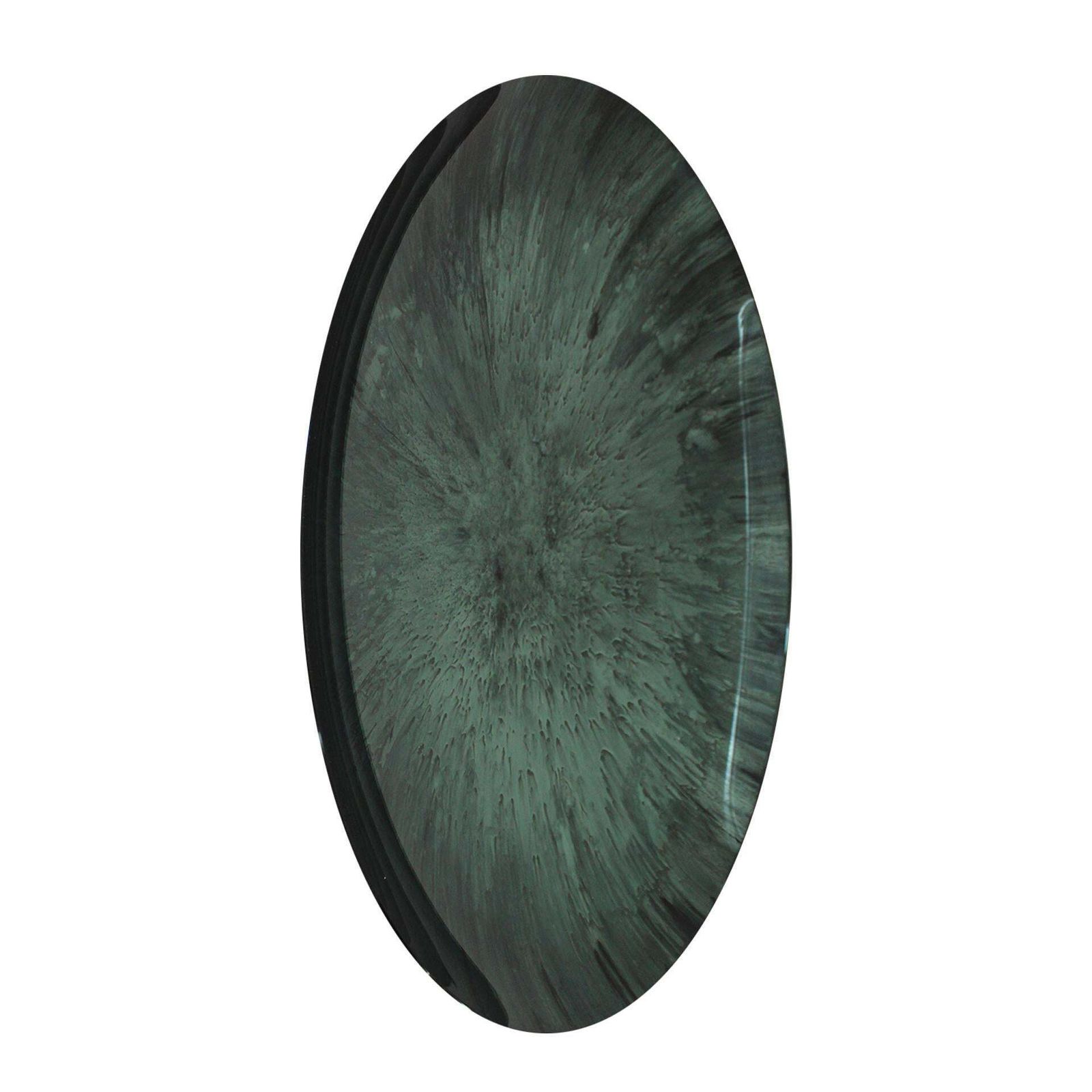 Modern Sculptural Concave Blue Glass Round French Mirror, Unique Piece photo for sale