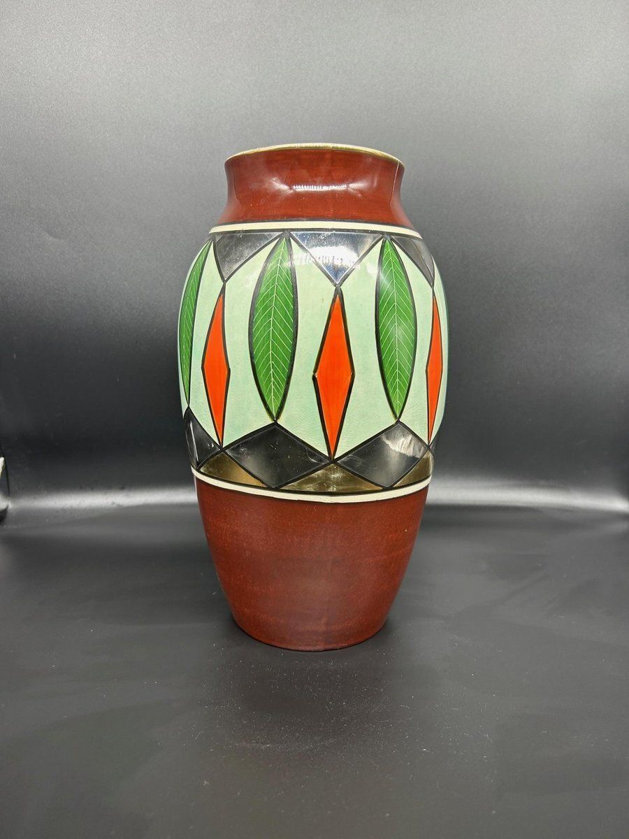 Earthenware Vase By Gustave De Bruyn For Fives   Lille, 1920s photo for sale