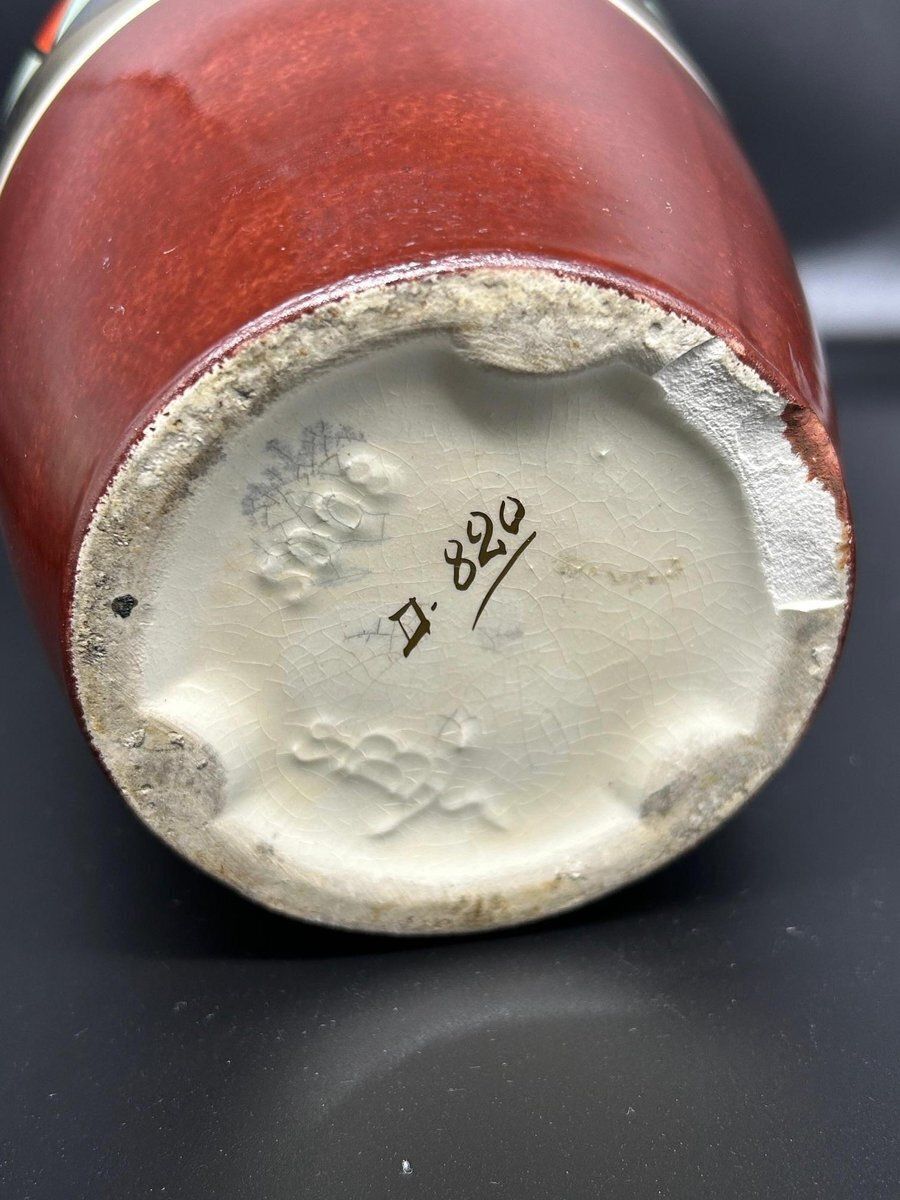 Home Decor Earthenware Vase By Gustave De Bruyn For Fives   Lille, 1920s photo