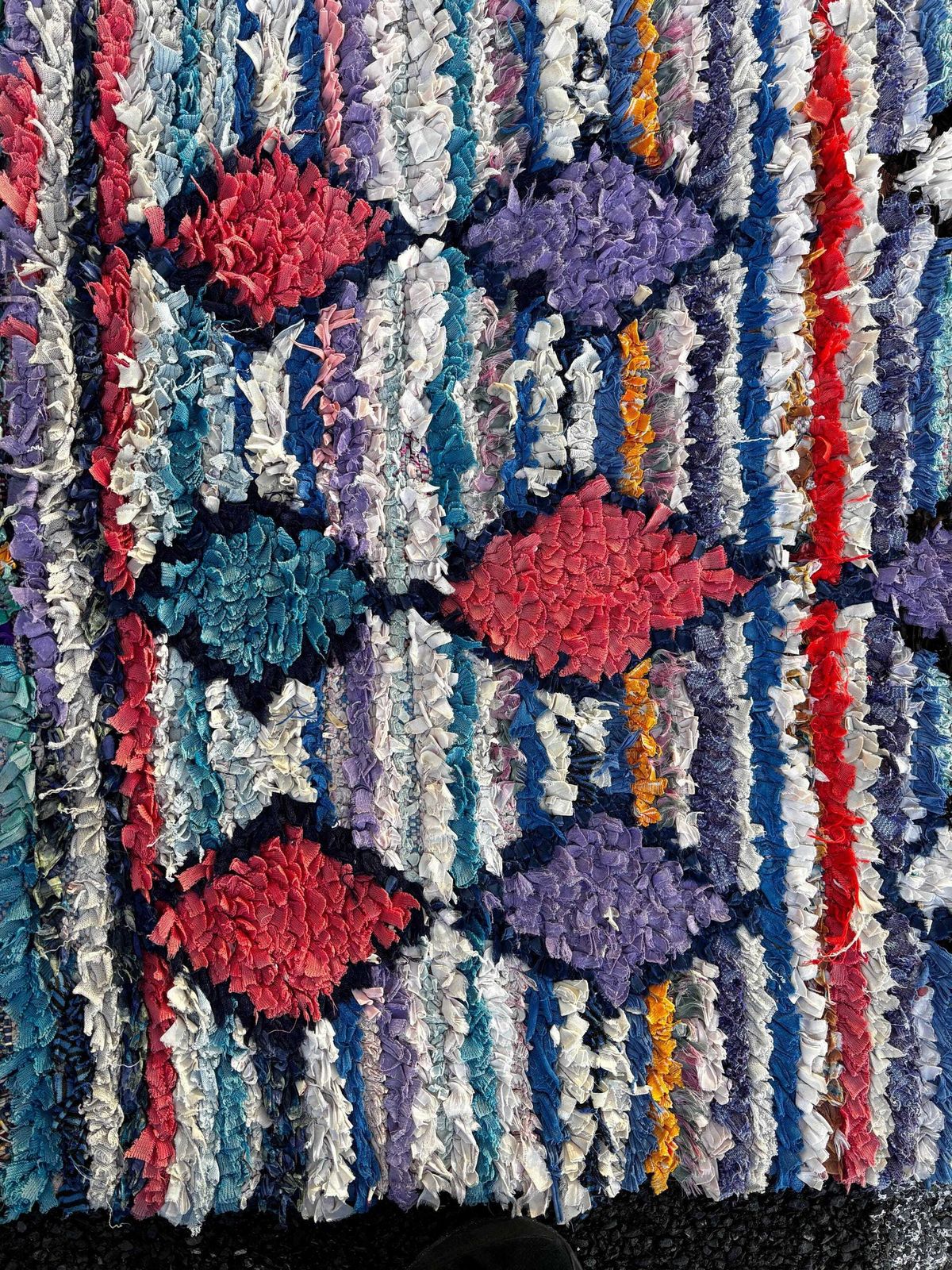 Vintage Moroccan Boucherouite Rug 100x190 Cm   Unique, Entirely Handmade Piece photo for sale
