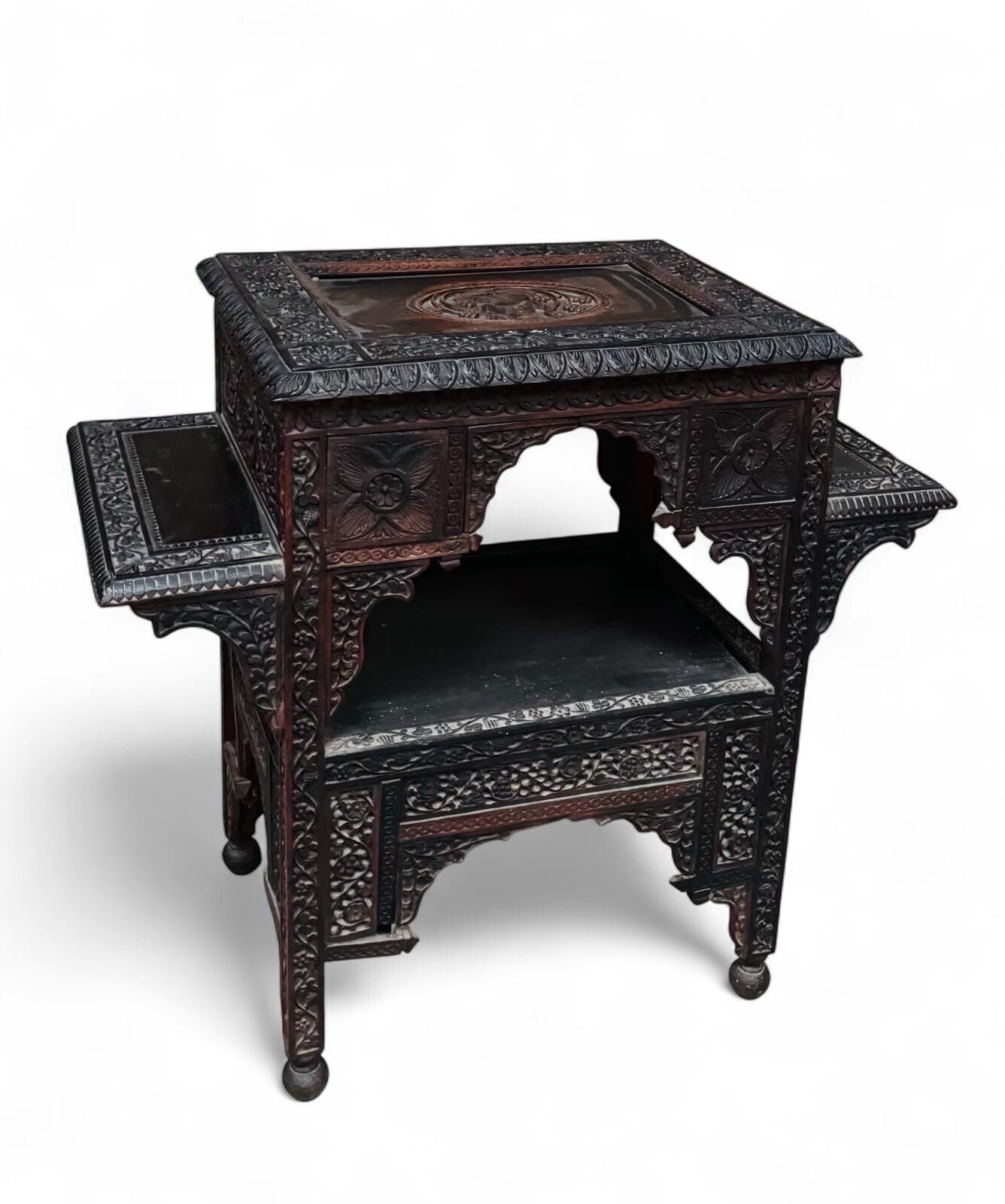 Rare Antique Carved Liberty London Centre Table Library Table Hardwood C1870s photo for sale