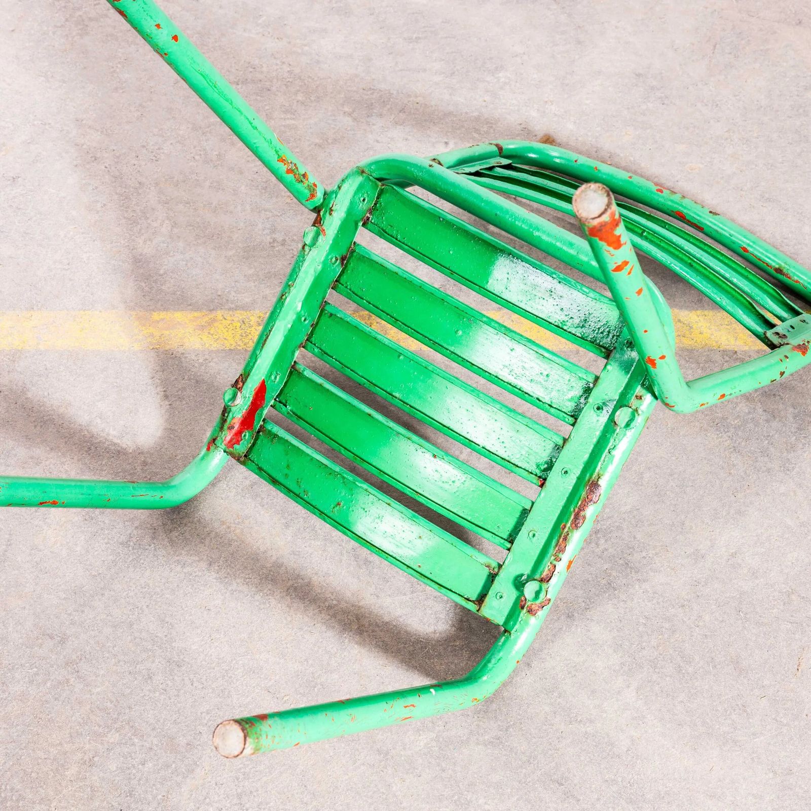 1950’s Original French Tolix Bright Green T2 Dining Chair – Set Of Six photo vintage